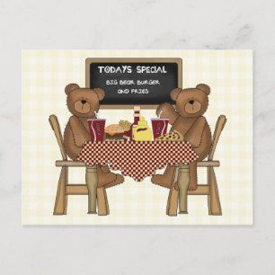 Carte Postale Nounours pour déjeuner