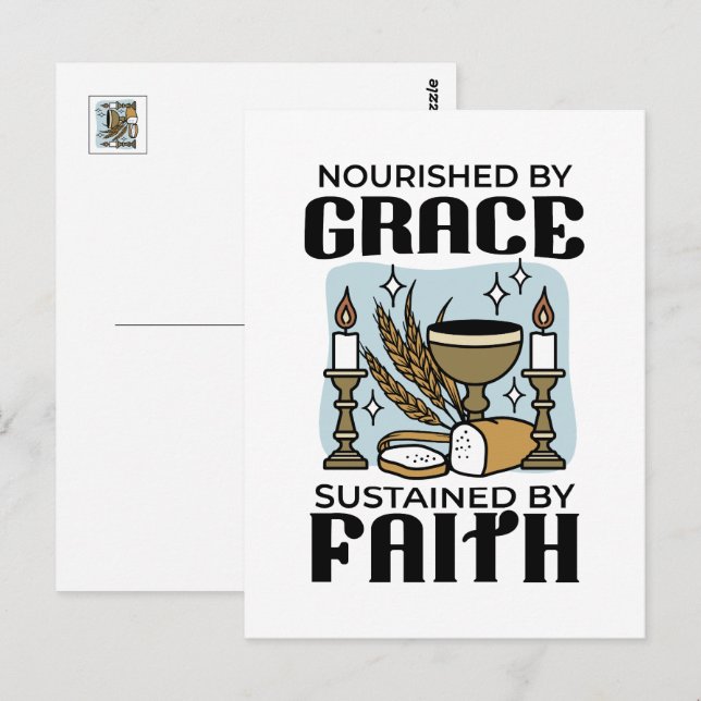 Carte Postale Nourri par la Grâce, Soutenu par la Foi Design (Devant / Derrière)