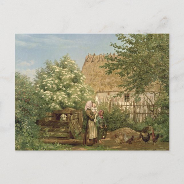 Carte Postale Nourrir les poulets (Devant)