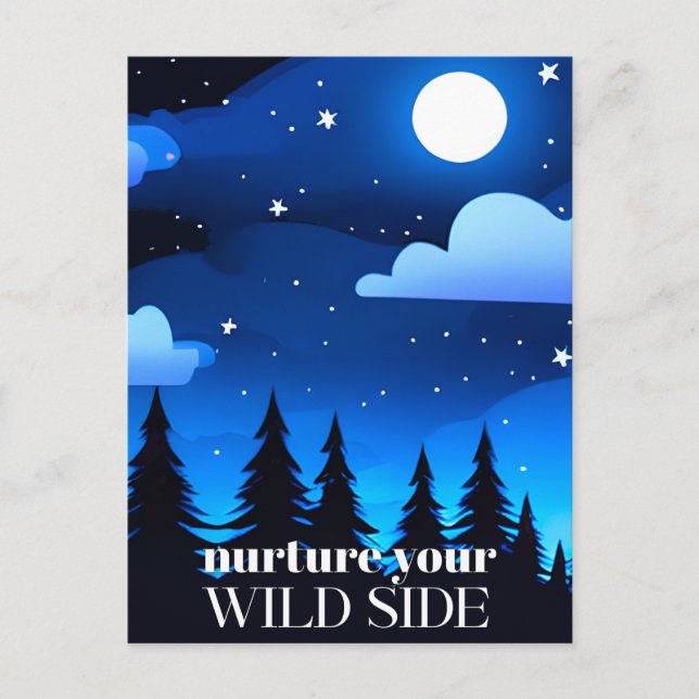 Carte Postale Nourrissez Votre Côté Sauvage - Lune, Étoiles & Pi (Devant)