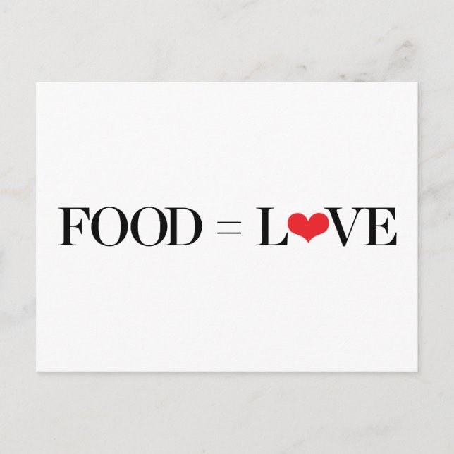 Carte Postale Nourriture = Amour (Devant)