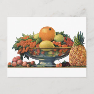 Carte Postale Nourriture vintage, Fruits assaisonnés dans un bol