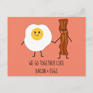 Carte Postale Nous Allons Ensemble Comme Bacon & Oeufs Cute Kawa