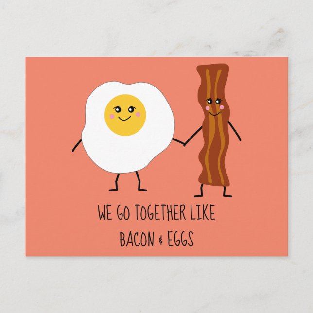 Carte Postale Nous Allons Ensemble Comme Bacon & Oeufs Cute Kawa (Devant)