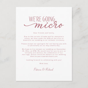 Carte Postale Nous allons réduire la taille de notre mariage en