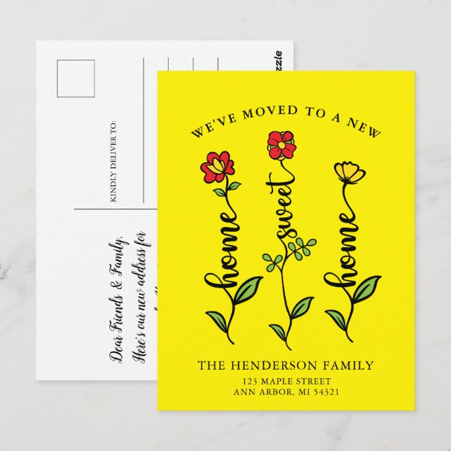 Carte Postale Nous avons déménagé à la maison Sweet Home Moving  (Devant / Derrière)