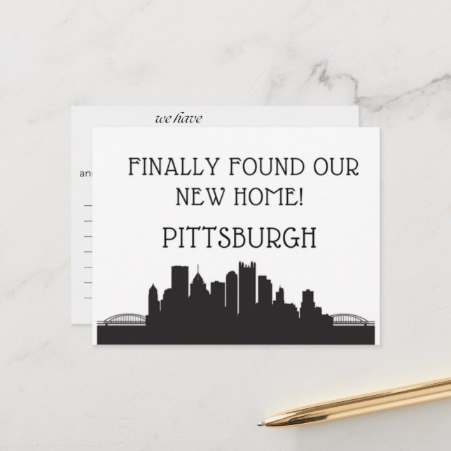 Carte Postale Nous avons déménagé à Pittsburgh (Devant/Arrière en situation)