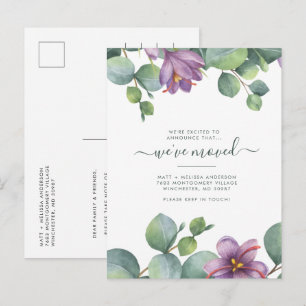 Carte Postale Nous avons déménagé Eucalyptus Feuillage Violet Dé