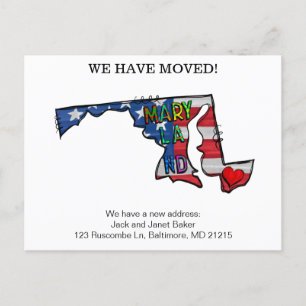Carte Postale Nous Avons Déménagé Les États Du Maryland En Mouve
