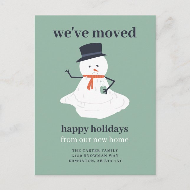 Carte Postale Nous avons déménagé Noël Snowman vacances drôle mi (Devant)