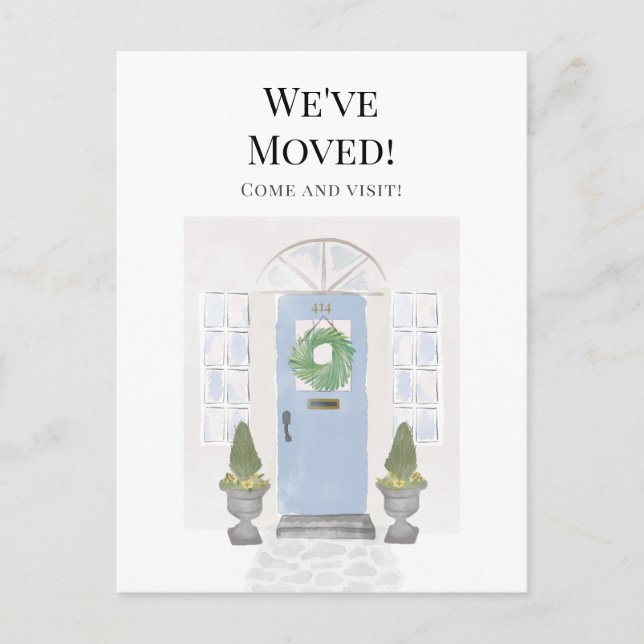 Carte Postale Nous avons déménagé nouvelle maison aquarelle Port (Devant)