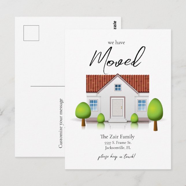 Carte Postale Nous Avons Déménagé Nouvelle Maison Simple Minimal (Devant / Derrière)
