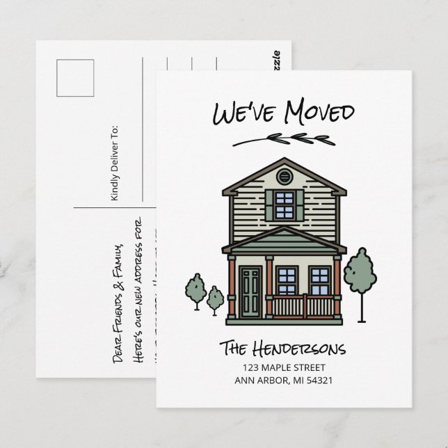 Carte Postale Nous avons déménagé une nouvelle maison Faire-part (Devant / Derrière)