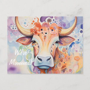 Carte Postale Nous avons déménagé ! Vache artistique