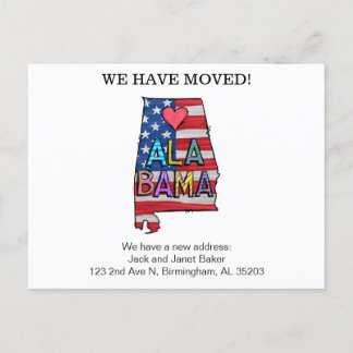 Carte Postale Nous avons déplacé Alabama State Postcard