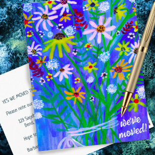 Carte Postale Nous avons déplacé coloré Daisy Bouquet New Home A
