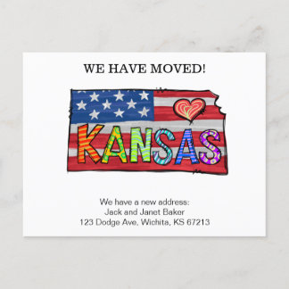 Carte Postale Nous Avons Déplacé Les États Du Kansas Déménageant