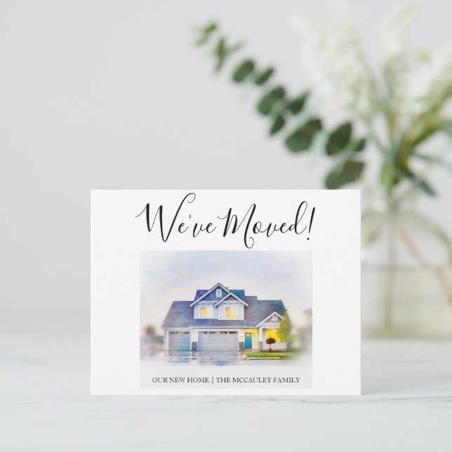 Carte Postale Nous avons déplacé une aquarelle Moving Faire-part (Debout devant)