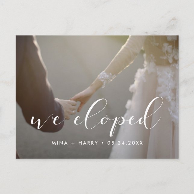Carte Postale Nous avons elopé Elegant calligraphie photo (Devant)