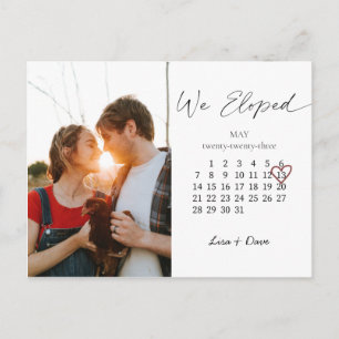 Carte Postale Nous Avons Elopé Mai 2023 Calendrier Mois Pink Hea