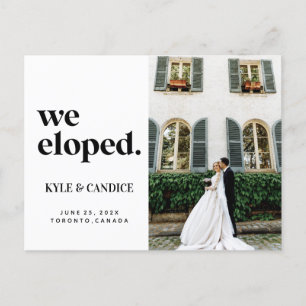 Carte Postale Nous avons Elopé Mari & Femme Mariage Chic Faire-p