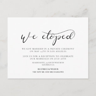 Carte Postale Nous avons fui Elegant calligraphY faire-part