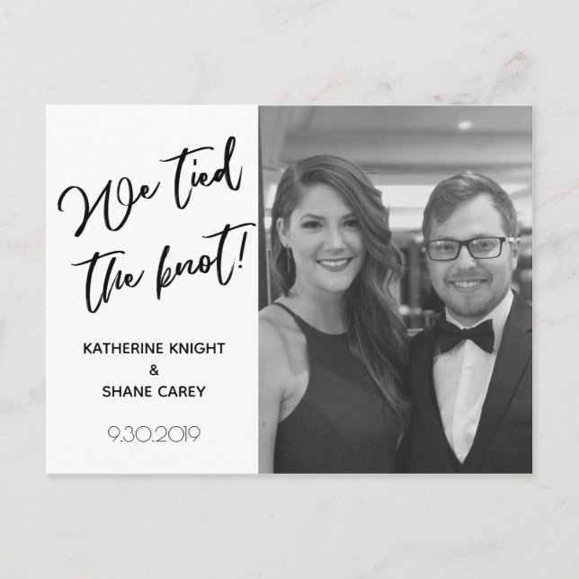 Carte Postale Nous Avons Lié Le Knot Modern Mariage Photo Faire- (Devant)