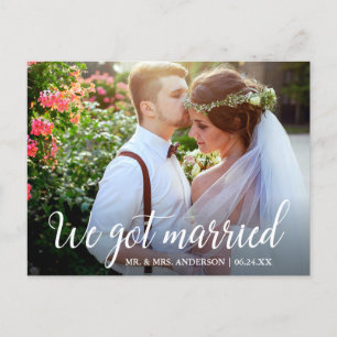 Carte Postale Nous avons marié Calligraphie Mariage Couple Photo