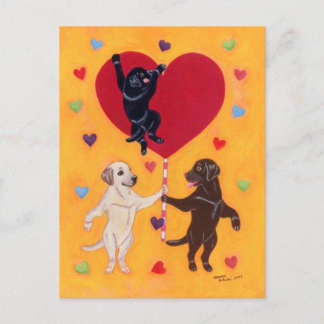 Carte Postale Nous avons un gros coeur Labradors Peinture (Devant)