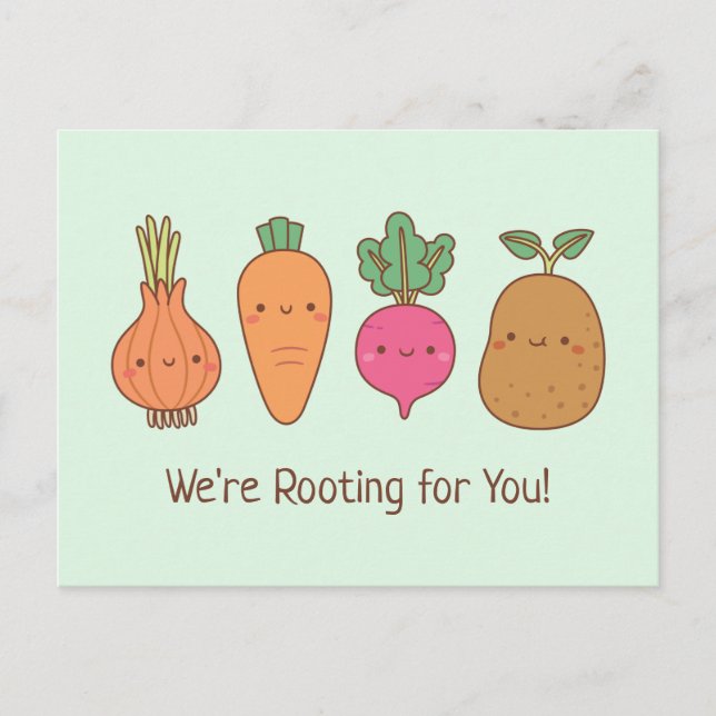 Carte Postale Nous Enracinons Pour Vous Légumes Racines Drôle Pu (Devant)
