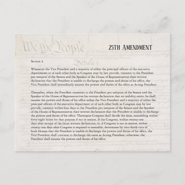 Carte Postale Nous le peuple 25ème amendement Constitution Résis (Devant)