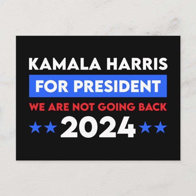 Carte Postale Nous Ne Retournons Pas Kamala Harris Pour Présiden (Devant)