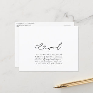Carte Postale Nous nous sommes enfuis Script Coeur Chic Faire-pa