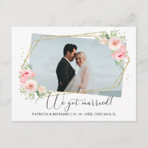 Carte Postale Nous nous sommes mariés Annonce de fuite florale