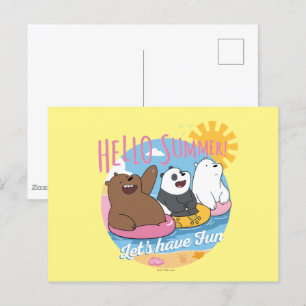 Carte Postale Nous Ours Nus - Bonjour été! Amusons-nous