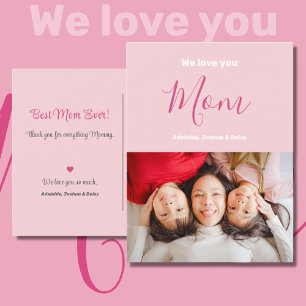 Carte Postale Nous t'aimons maman Photo minimaliste rose