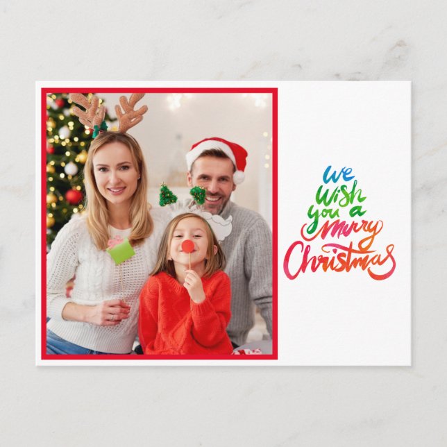 Carte Postale Nous vous souhaitons un joyeux script photo de Noë (Devant)