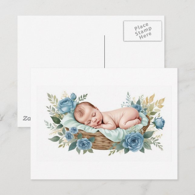 Carte postale nouveau bébé garçon (Devant / Derrière)