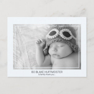 Carte Postale Nouveau bébé Merci moderne B/W Photo Boy