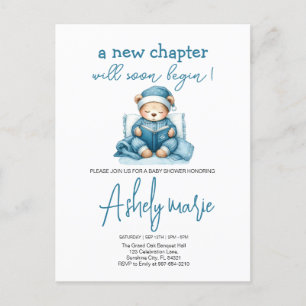 Carte Postale Nouveau Chapitre Teddy bleu garçon baby shower Our
