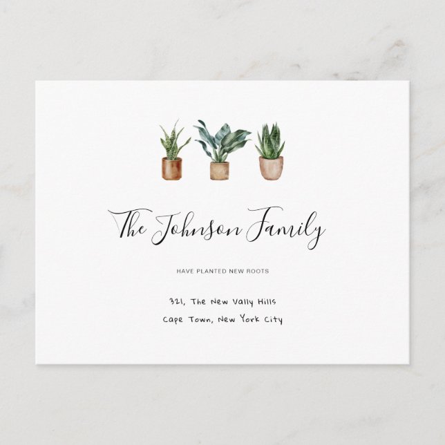 Carte Postale Nouveau domicile Nouvelle racine Maison Plantes Ré (Devant)