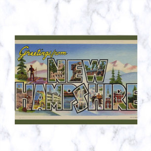 Carte Postale Nouveau Hampshire Grande Lettre Vintage