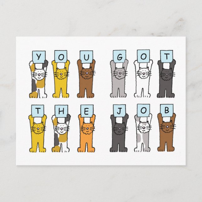 Carte Postale Nouveau job Félicitations Cartoon Cats (Devant)