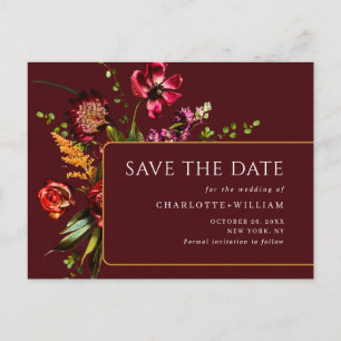 Carte Postale Nouveau mariage Fleurs Enregistrer la date Code QR