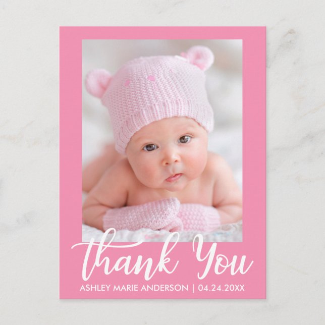 Carte Postale Nouveau Merci bébé rose (Devant)