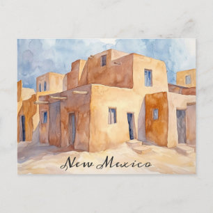 Carte Postale Nouveau Mexique Adobe Houses Watercolor Travel