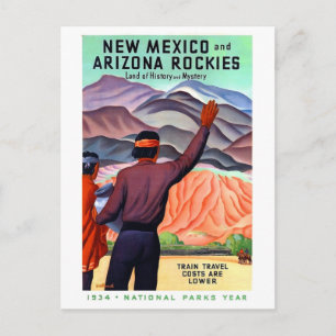 Carte Postale Nouveau-Mexique et Arizona Rockies, voyage vintage