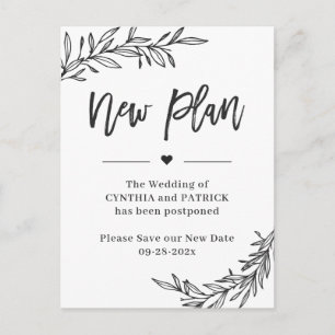 Carte Postale Nouveau plan mariage Enregistrer la nouvelle date