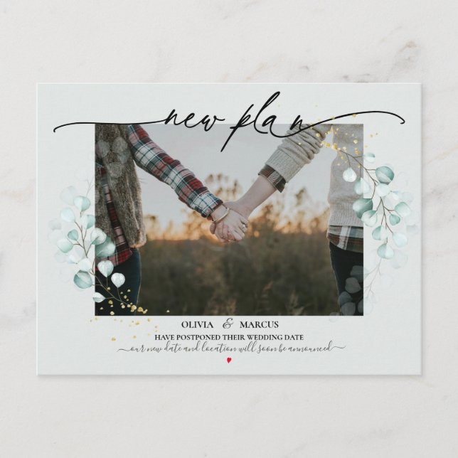 Carte Postale Nouveau plan Photo Calligraphie Mariage Eucalyptus (Devant)
