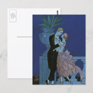 Carte Postale Nouveaux mariés de style Art déco vintage, Oui par